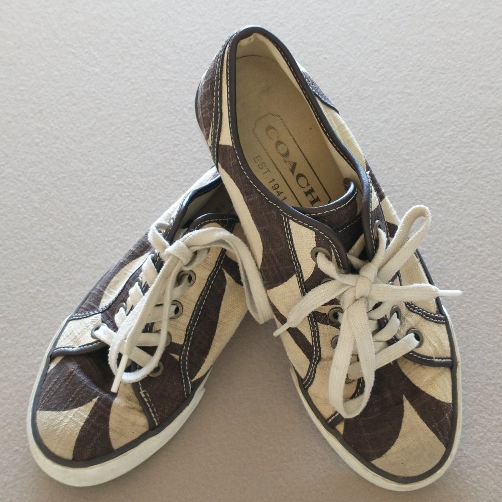 Women's Coach sneakers size 7.5 - brown and off-white/cream colors
